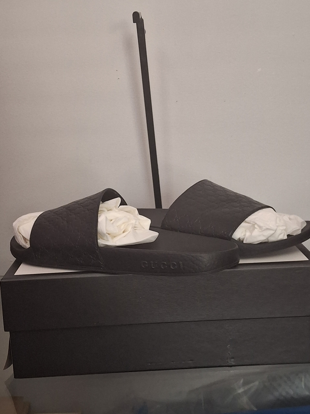 Gucci Black Quilted Leather Slide Sandals